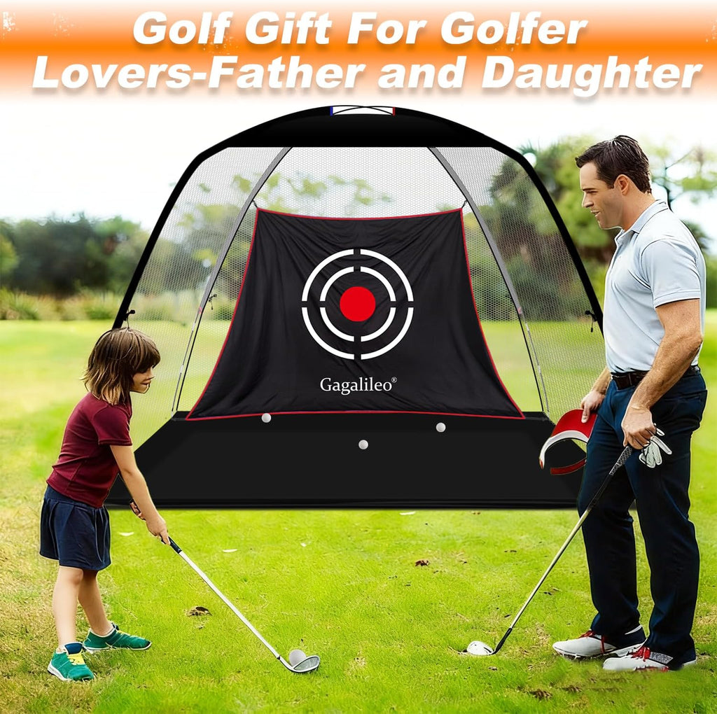 Golf Net: Backyard Driving Real Golf Ball Practice Hitting Training by Turf Mat Target Indoor Outdoor Chipping Swing Gift for Golfers Dad Husband Men