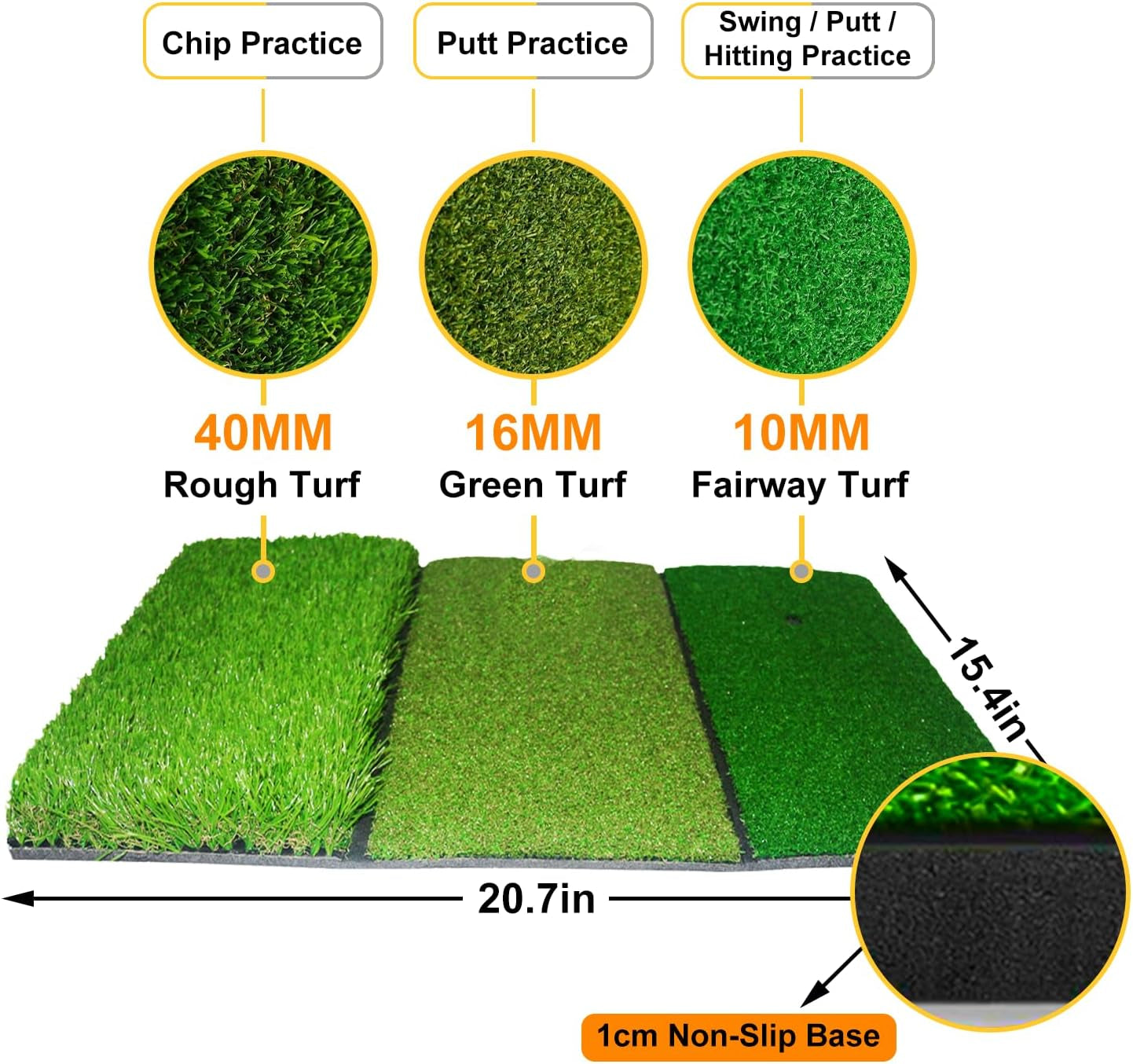 Golf Net: Backyard Driving Real Golf Ball Practice Hitting Training by Turf Mat Target Indoor Outdoor Chipping Swing Gift for Golfers Dad Husband Men