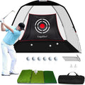 Golf Net: Backyard Driving Real Golf Ball Practice Hitting Training by Turf Mat Target Indoor Outdoor Chipping Swing Gift for Golfers Dad Husband Men